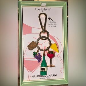 TRUE TO FORM Wine & Cheese & Misc. Multiple Charms Bag Purse Charm Keychain NWT